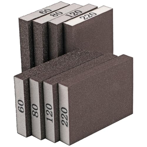 8 Pack Sanding Sponge, Sanding Blocks 60/80/120/220 Grit Assortment, Sand Paper for Wood Furniture, Sander Pads, Washable and Reusable Sandpaper for Drywall Metal Glasses Repair ProductsLogo