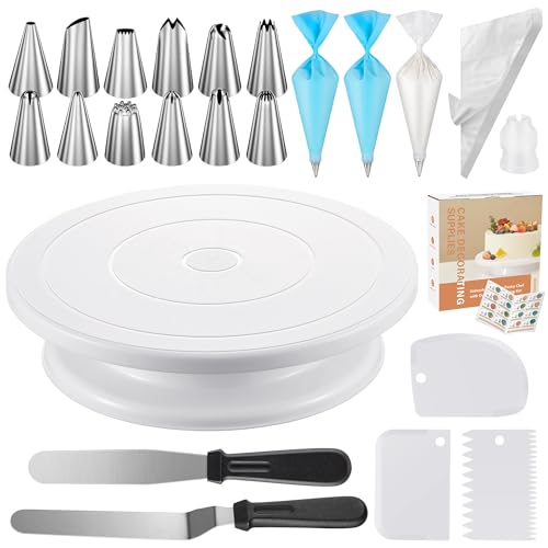 Kootek 71PCs Cake Decorating Kit, Baking Supplies Tools - Includes Cake Stand Turntable, 12 Icing Piping Tips, 2 Frosting Spatulas, 3 Scrapers, 50+2 Piping Bags, Coupler, Video Tutorial, Booklet ProductsLogo