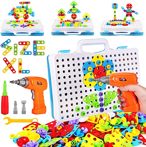 Parhlen Educational Toys Building Blocks, 244 Pieces Electric Screwdriver DIY Building Toys for Boys and Girls, Educational Construction Building kit for Kids Ages 4 5 6 7 8 9 10 Year Old ProductsLogo