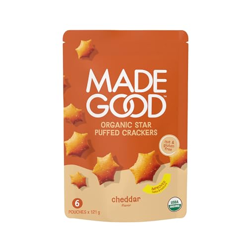 MadeGood Cheddar Star Puffed Crackers (6 Bags - 4.26 Oz Each) Gluten Free and Organic, Healthy Snacks ProductsLogo