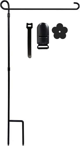 YEAHOME Garden Flag Holder Stand, Premium Yard Flag Holder Weather-Proof Metal Powder-Coated Flagpole with Clip and Stopper for Christmas Garden Flag, Outdoor Garden Decor Decoration ProductsLogo