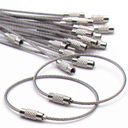 20pcs Stainless Steel Wire Keychains Aircraft Cable Cable Key Ring for Hanging ID Tags or Luggage Tags,6.3 inch 2mm ProductsLogo