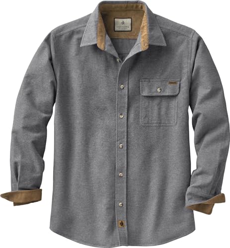 Legendary Whitetails Men's Standard Flannel Shirt Long Sleeve Button Down 100% Cotton, Charcoal Heather, X-Large ProductsLogo