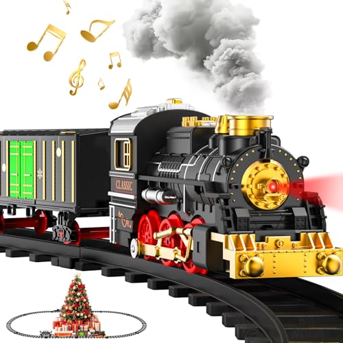 Train Set Train Toys for Boys with Smokes, Lights and Sound (ON/Off), Train Set Under Christmas Tree, Toddler Model Trains for 3 4 5 6 7 8+ Years Old Kids Gifts ProductsLogo