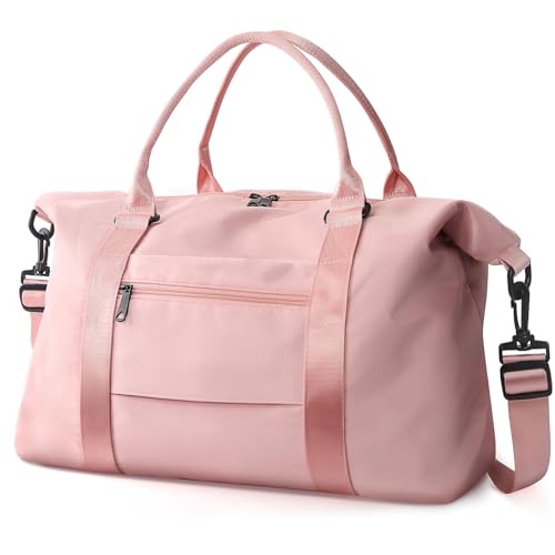 TOPBAG Travel Duffle Bag, Waterproof Weekender Carry On Tote Bags for Women, Sport Gym Bag for Men, Hospital Bag for Labor and Delivery, Overnight Luggage Bag with Trolley Sleeve Coral Pink ProductsLogo