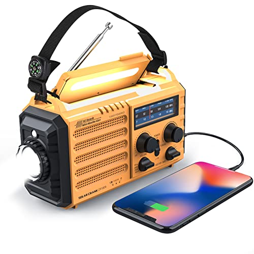 Raynic Weather Radio, 5000mAh/18500mWh NOAA Weather Radio, Solar Hand Crank Emergency Radio with AM/FM/SW/NOAA Weather Alert, Flashlight, Reading Lamp, Cell Phone Charger and SOS Siren ProductsLogo