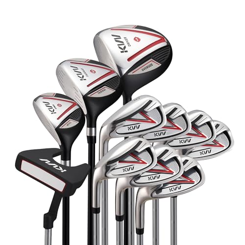 KVV Premium Golf Whole Set 11-Piece for Men Driver, Fairway, Hybrid, 5#-P# Irons, Putter Left Hand Steel Shaft Regular Flex Golf Clubs, Without Golf Bag ProductsLogo