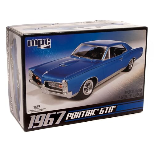MPC: 1:25 Scale Model Kit - 1967 Pontiac GTO - Blue, 85+ Parts - Skill Level 2, Authentic Vehicle Building Kit, Replica Classic Car, Age 14+ ProductsLogo