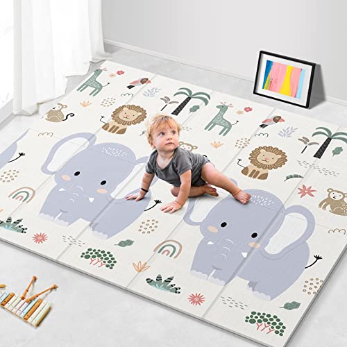 Noonkty 79x71 Extra Large Baby Play Mat for Floor, Foldable Foam Playmat for Babies 0-12 Months & Kids, Non-Toxic Waterproof Baby Mat for Floor, Thick Playpen Mat for Tummy Time, Crawling ProductsLogo