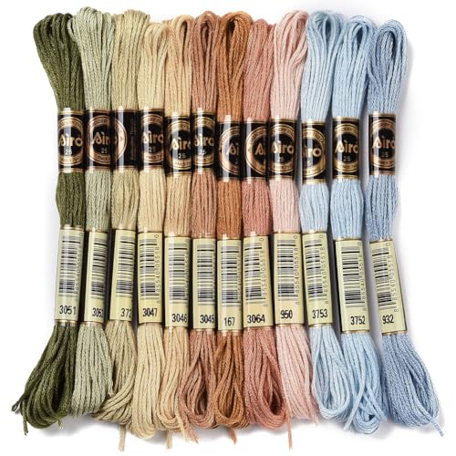 CABODYALS 12 Skeins Embroidery Floss Thread Variegated Cross Stitch Floss 6 Ply Gradient Color Friendship Bracelet String Threads Bulk for Jewelry Making Sewing Bracelets Knitting Stitching Craft DIY ProductsLogo