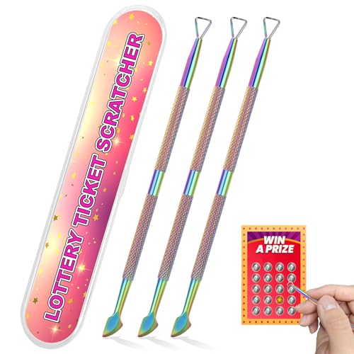3PCS Lottery Ticket Scratcher Tool, Metal Lottery Scratcher Tool, Lotto Scratcher Label Scraper for Lottery Ticket, Multi-Use Scraping Tool for Tickets Stickers Labels Films, Scratch Off Tool ProductsLogo