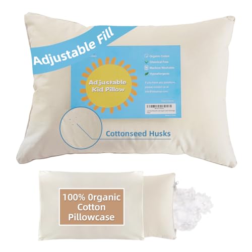 LOFE Organic Kids Pillow with Pillowcase - 16x22 Youth Pillow with 100% Organic Cotton Shell, Adjustable Loft Organic plilow, Machine Washable, Soft, Perfect for Kids&Youth&Children ProductsLogo