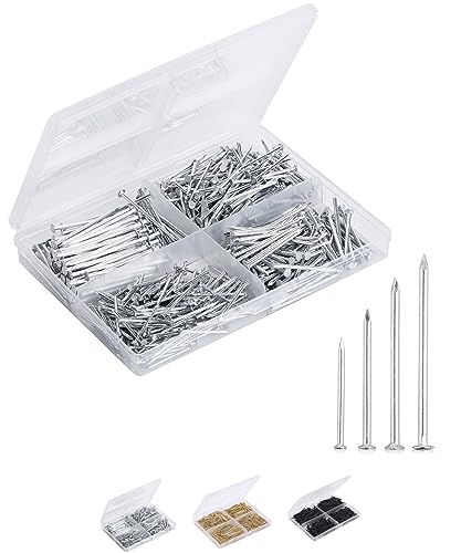 Mr. Pen- Nail Assortment Kit, 600 Pcs, 4 Sizes, Silver, Small Nails for Hanging Pictures, Finishing Nails, Gold Wall Nails for Hanging, Pin Nails, Hardware Nails, Assorted Nails, Galvanized Nails ProductsLogo