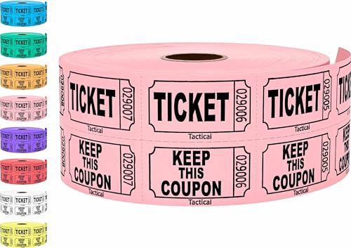1000 Tacticai Raffle Tickets, Pink (1 of 8 Colors), Double Roll, Ticket for Events, Entry, Class Reward, Fundraiser & Prizes ProductsLogo