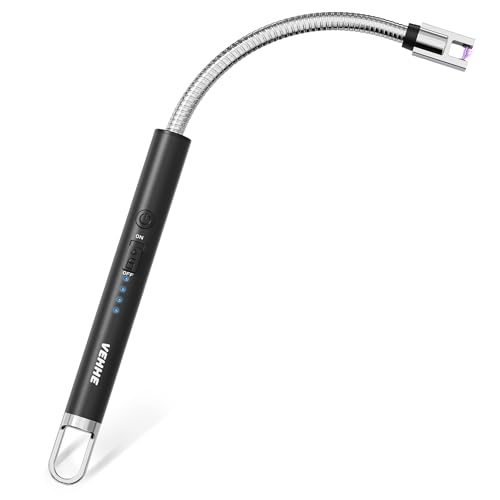 VEHHE Candle Lighter, Electric Rechargeable Arc Lighter with LED Battery Display Long Flexible Neck USB Lighters for Light Candles Gas Stoves Camping Barbecue ProductsLogo
