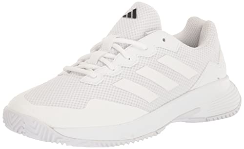 adidas Men's Gamecourt 2.0 Tennis Sneaker, White/White/Matte Silver, 7.5 ProductsLogo