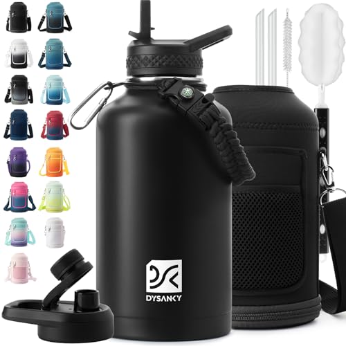 DYSANKY Insulated Water Bottle | Thickened Stainless Steel Vacuum Metal | Portable Sports Half Gallon Large Water Jug for Gym and Hiking with Straw, Carrier Bag, Handle Strap | BPA-Free 64 oz ProductsLogo