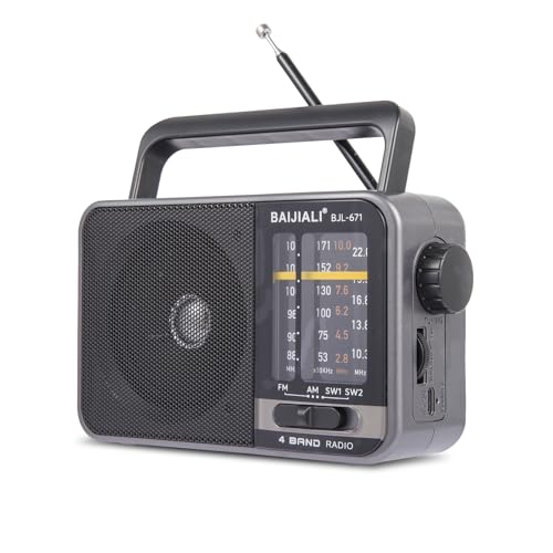 Portable AM/FM Transistor Radio with Loud Speaker, Battery or USB Powered - Compact Emergency Radio for Indoor, Outdoor, Travel & Storms (Model BJL-671) ProductsLogo