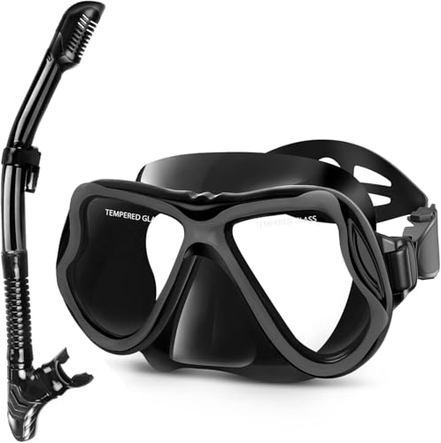 Greatever Dry Snorkel Set,Panoramic Wide View,Anti-Fog Scuba Diving Mask,Professional Snorkeling Gear for Adults ProductsLogo