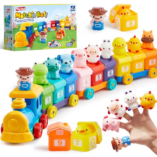 Learning Toy for Toddlers 1 2 3 Years Old, Counting, Matching & Sorting Montessori Learning Farm Train Including 9 Farm Animals and 1 Farmer, Easter Christmas Birthday Gift for Baby Boys Girls ProductsLogo