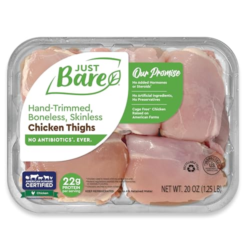 Just Bare Chicken Natural Fresh Chicken Thighs | No Antibiotics Ever | Boneless | Skinless | 1.25 LB ProductsLogo