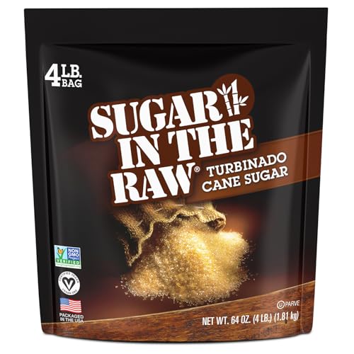 Sugar In The Raw Granulated Turbinado Cane Sugar, No erythritol, Pure Natural Sweetener, Hot & Cold Drinks, Coffee, Cooking, Baking, Vegan, Gluten-Free, Non-GMO, Bulk Sugar, 4lb Bag (1-Pack) ProductsLogo