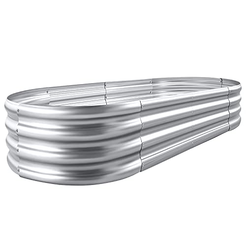 Land Guard Galvanized Raised Garden Bed Kit, Galvanized Planter Garden Boxes Outdoor, Oval Large Metal Raised Garden Beds for Vegetables………… ProductsLogo