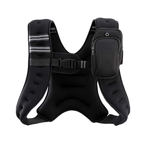 ZELUS Weighted Vest, 6lb/8lb/12lb/16lb/20lb/25lb/30lb Weight Vest with Reflective Stripe for Workout, Strength Training, Running, Fitness, Muscle Building, Weight Loss, Weightlifting, Black(12 lb) ProductsLogo