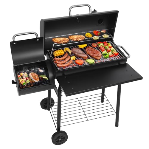 Realcook Charcoal Grills with Offest Smokers: Spacious Barrel Charcoal BBQ Grill | Barbecue Smoker Grill Combo for Outdoor Backyard Patio Camping Picnic and Party ProductsLogo