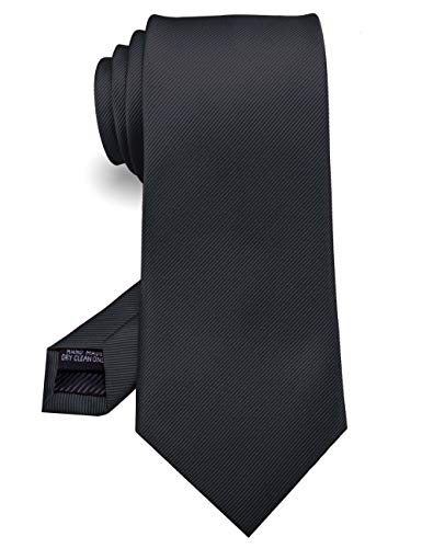 RBOCOTT Silk Black Tie Business Wedding Formal Necktie for Men (Black) ProductsLogo