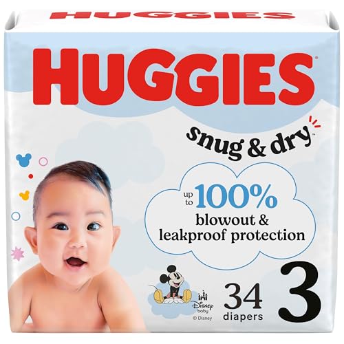 Huggies Size 3 Diapers, Snug & Dry Baby Diapers, Size 3 (16-28 lbs), 34 Count, Packaging May Vary ProductsLogo
