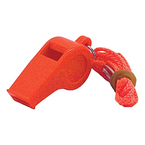 Shoreline Marine Safety Whistle | ABS Plastic Build | Orange-Colored Pea-Less Whistle with Lanyard ProductsLogo