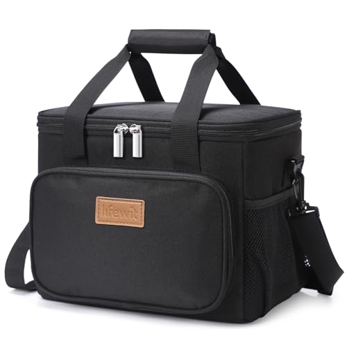Lifewit Medium Lunch Bag Insulated Lunch Box Soft Cooler Cooling Tote for Adult Men Women, Black 12-Can (9L) ProductsLogo