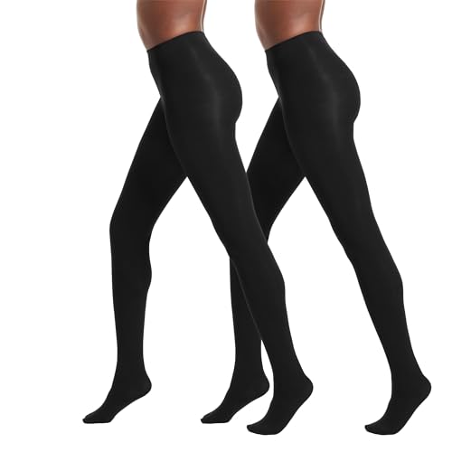 No nonsense Women's Super Opaque Control-Top Tights, Black/Black, Large ProductsLogo