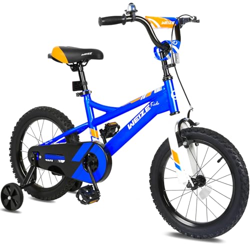 WEIZE Kids Bike,16 Inch Children Bicycle for Boys Girls Ages 4-6 Years Old, Rider Height 38-48 Inch, Coaster Brake, Blue ProductsLogo