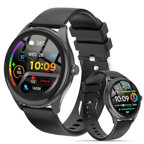 DIVOAZBVO Smart Watches for Women Men, 1.39" HD IPS Touchscreen Smartwatch with 120 Sports Modes, Heart Rate/Sleep Monitor, IP67 Waterproof, Bluetooth Call & Music Control for iPhone/Android (Black) ProductsLogo