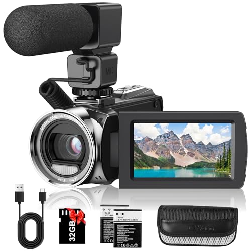 Rawiemy Video Camera Camcorder FHD 1080P 36MP YouTube Vlogging Camera Recorder 3.0 Inch 270 Degree Rotation Screen 18X Digital Zoom Camcorders with Microphone,32GB SD Card and 2 Batteries ProductsLogo