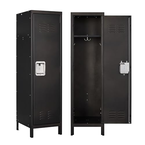 Anxxsu Metal Storage Locker, Lockable Employees Metal Locker with Door, 55" Height Steel Locker for Home, School, Office, Gym (Retro Black) ProductsLogo