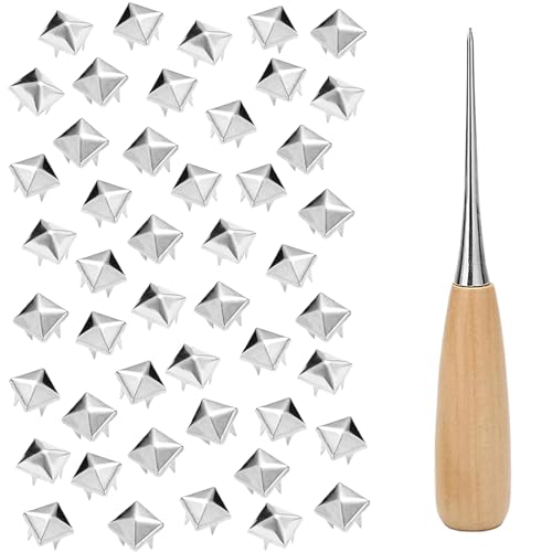 800 Pcs 10mm Pyramid Studs for Clothing Metal Studs for Clothing with Tool Perfect for DIY Leather Crafting Punk Fashion Rivets for Jackets Bags Shoes Belts and Pet Collars ProductsLogo
