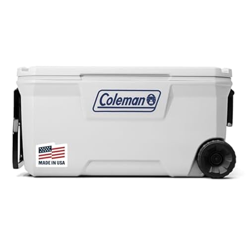 Coleman Classic Series 100qt Wheeled Marine Cooler, Fully Insulated Lid & Body Keeps Ice up to 5 Days, Holds up to 160 Cans ProductsLogo
