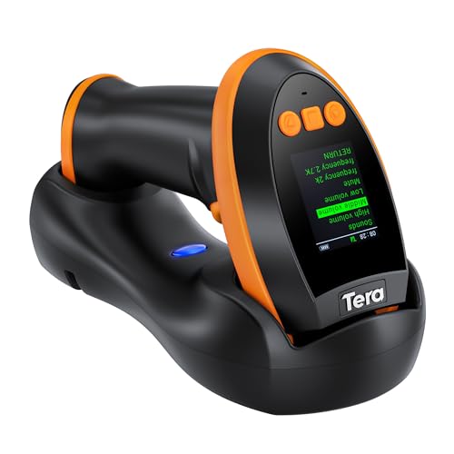 Tera Barcode Scanner Wireless with Screen: Pro Version 1D 2D QR with Setting Keypad Charging Cradle Works with Bluetooth 2.4G Wireless USB Wired Handheld Bar Code Reader HW0009 ProductsLogo