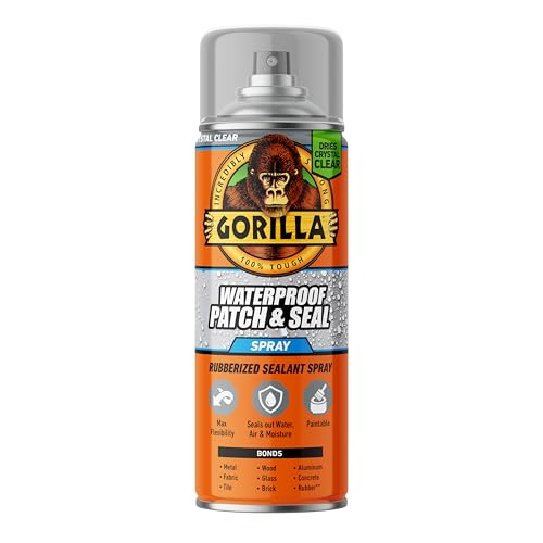 Gorilla Waterproof Patch & Seal Rubberized Sealant Spray, Crystal Clear, 14 Ounce (Pack of 1) - Seals Out Water, Air, and Moisture ProductsLogo
