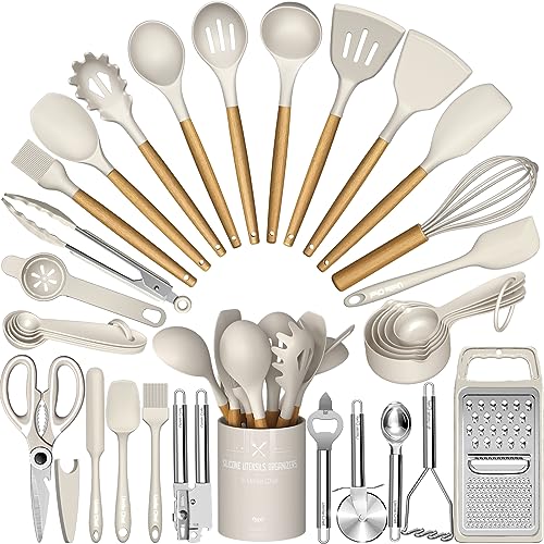 Umite Chef Silicone Kitchen Utensil Set, 34PCS Heat Resistant Kitchen Gadgets and Tools With Grater, Wood Handles for Nonstick Cookware ProductsLogo