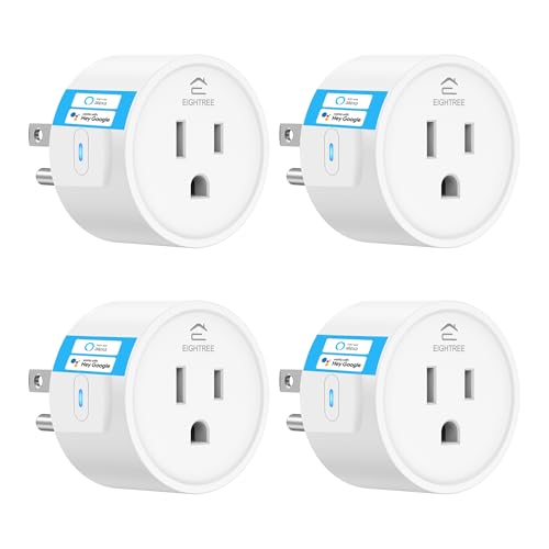 EIGHTREE Smart Plug 2025 Upgrade to 15A, Bluetooth & Wi-Fi Outlet Plug Dual Connection, Voice Control, Remote Control Outlet Timer Indoor, Smart Plugs That Work with Alexa & Google, 2.4GHz Wi-Fi Only ProductsLogo