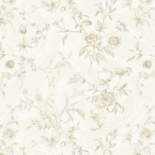 Ismoon Peel and Stick Wallpaper Floral Vintage Stick on Wall Paper Beige French Textured Contact Paper for Cabinet Removable Self Adhesive Wallpaper Vinyl Roll Shelf Deco, 17.3x78.7in ProductsLogo