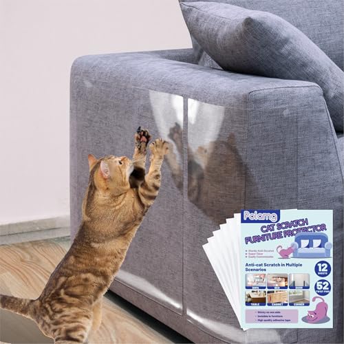 Anti-Cat Scratch Furniture Protector-12-Pack –Single-Sided, Heavy-Duty Self-Adhesive Tape, No-Residue for Couch, Doors & Walls - with 52 Twist Pins ProductsLogo