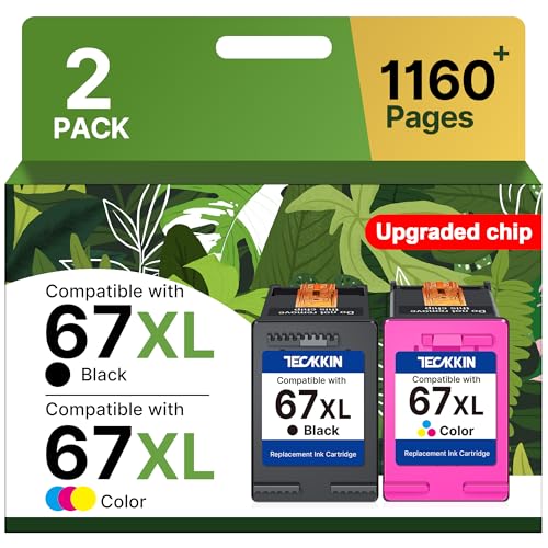 67XL Ink Cartridge Black/Color Combo Pack Replacement for HP Ink 67 67XL Printer Ink Works for HP DeskJet 2827e 2755e 2700 2855e 2800 4155e 2755 2852e Envy 6055e 6000 6455e (2 Pack) ProductsLogo