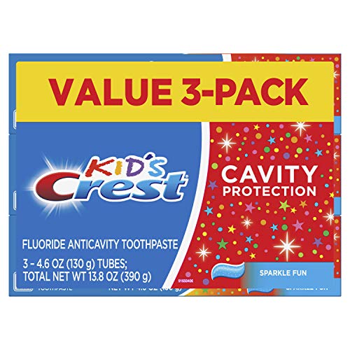 Crest Kid's Cavity Protection Toothpaste, Crest Kids Toothpaste, For Children And Toddlers 2+, Sparkle Fun, 4.6 Oz (Pack of 3), Toothpaste For Kids, Packaging may vary ProductsLogo