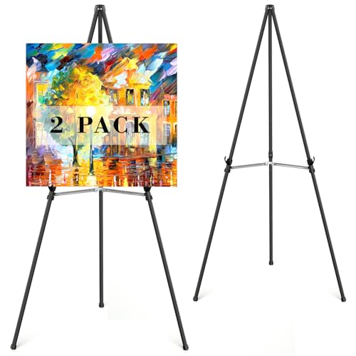 Rdiorry Easel Stand for Sign,63" Portable Metal Easel Stand for Wedding Sign,Adjustable Folding Art Easel for Display with Portable Bag(Black,2 Pack) ProductsLogo
