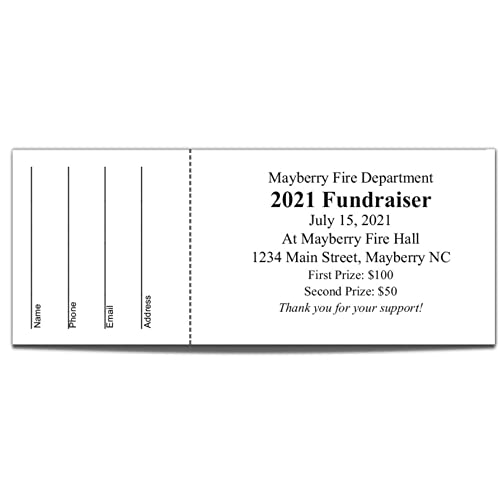 250 Custom Raffle Tickets - Fundraiser, Raffles, 50/50, Auction, Giveaways, Contest Tickets with Tear-Away Stubs - 2.125" x 5.5" ProductsLogo